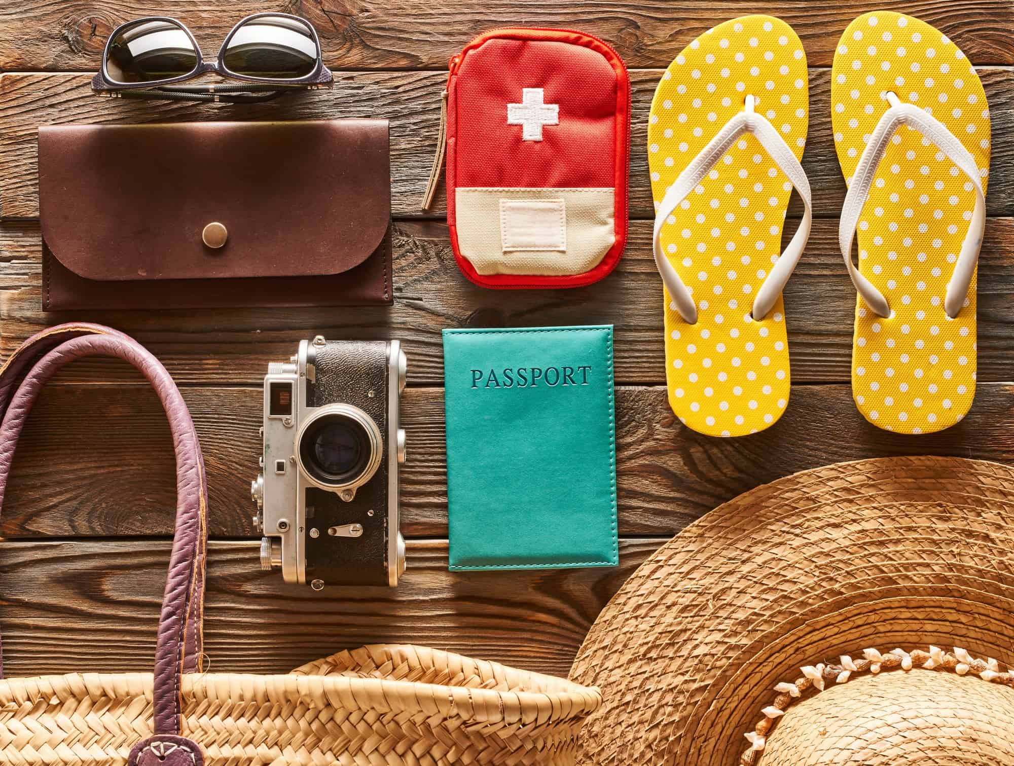 Travel and beach flat lay